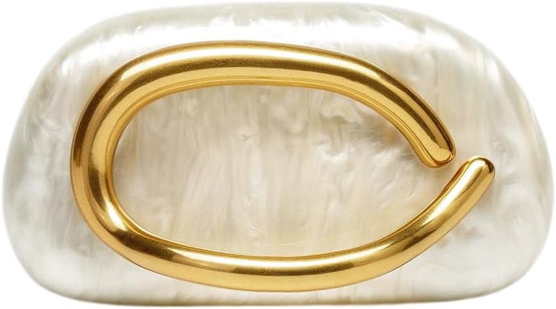 CUXVA Acrylic Clutch Purse for Women Classic Round Acrylic Evening Handbag Vintage Metal Handlebars Bag for Wedding Party Prom - Image 1